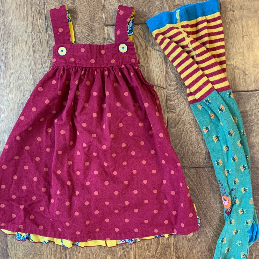 Girls jumper dress+ tights set